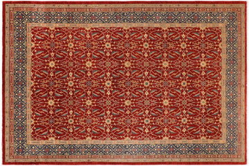 handmade Transitional Kafkaz Chobi Ziegler Red Blue Hand Knotted RECTANGLE 100% WOOL area rug 10 x 14